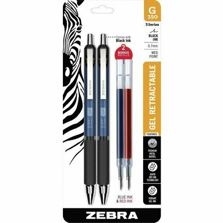 ZEBRA PEN Pen, 0.7mm, Gel, Bk Ink, w/ 2 Refills, 3/5inx1/2inx5-3/4in, MI, 2PK ZEB40212